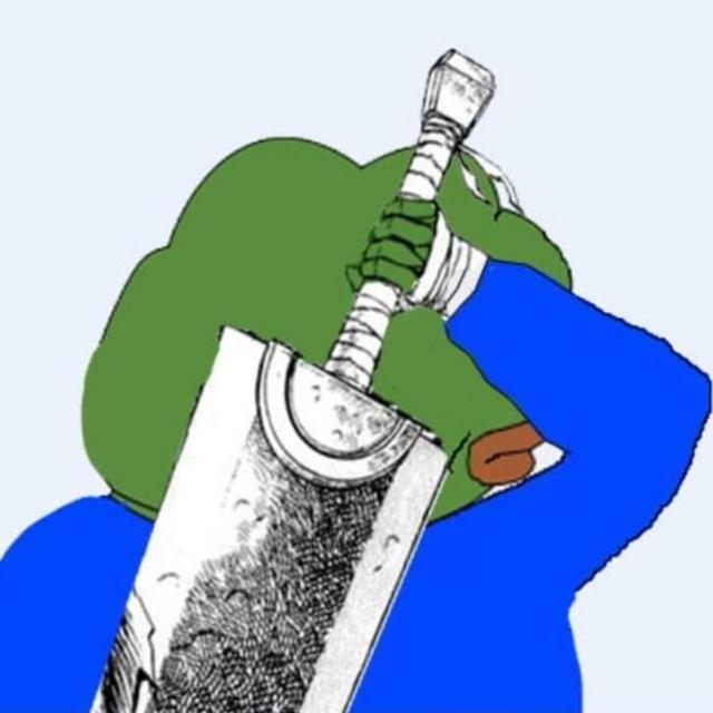 meme of a pepe frog holding a sword